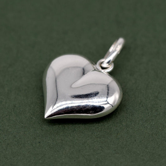 Genuine 925 Sterling Silver Puffed Heart Pendant