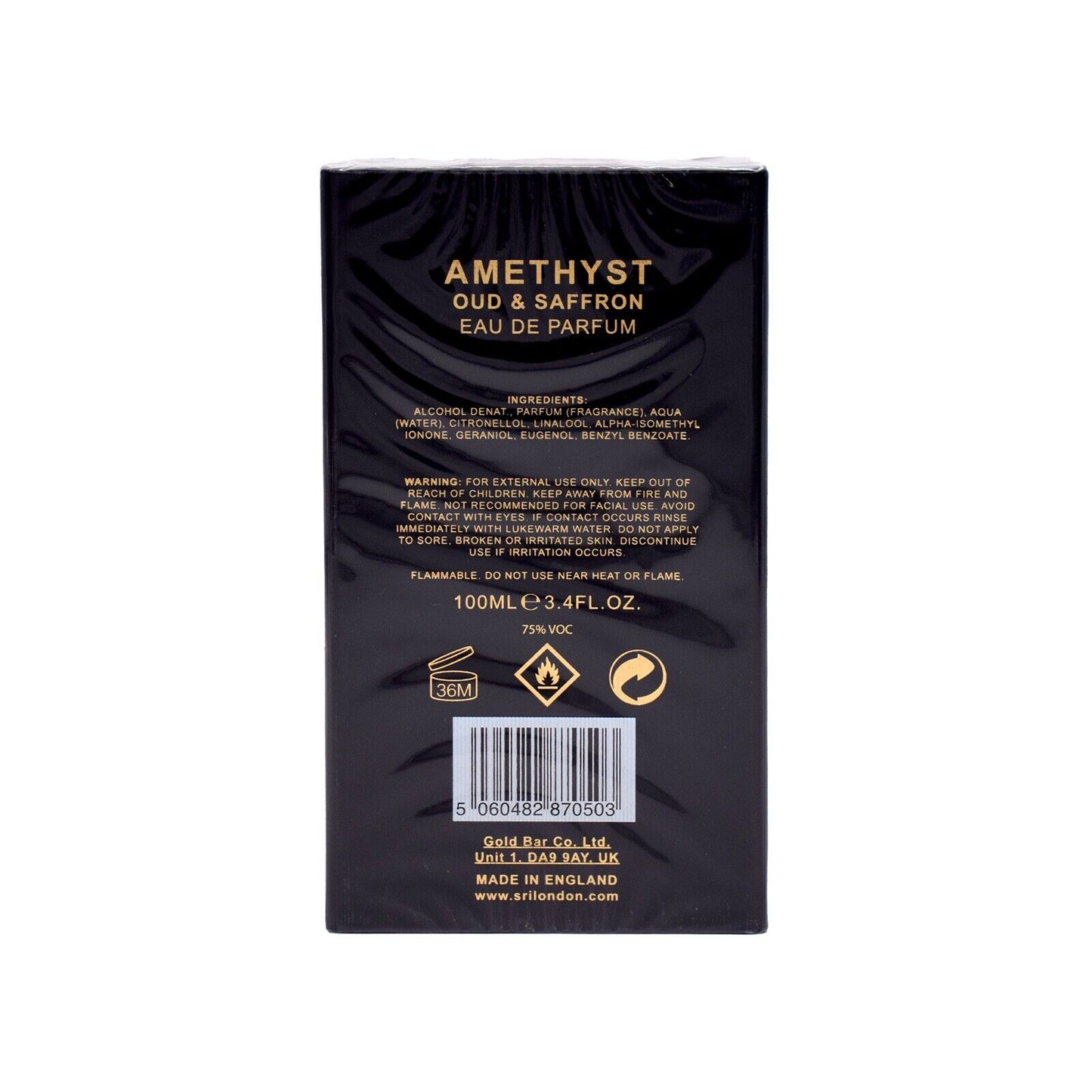 Sri London Amethyst Oud & Saffron Eau De Parfum Fragrance Gift for Men 100ML
