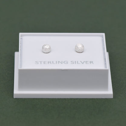 Genuine 925 Sterling Silver 4mm Frosted Ball Studs/Earrings In a Gift Box