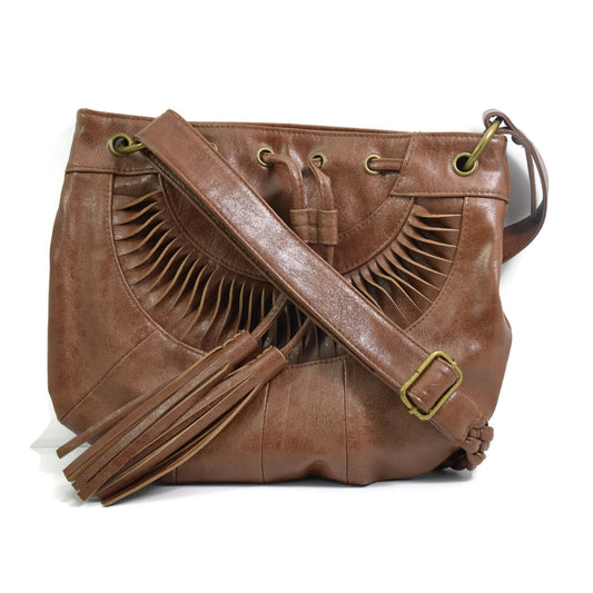 Faith Womens Brown Tan Designer Handbag Ladies Leather Shoulder Bags