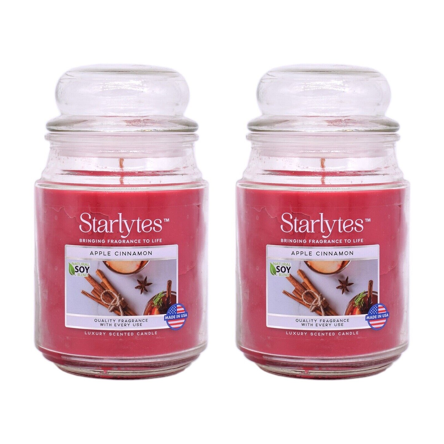 2x Starlytes Apple Cinnamon Luxury Scented Candle 510g 125hr Burn Time