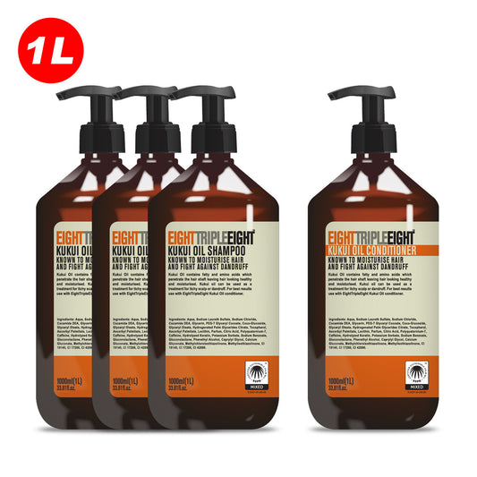 EightTripleEight Kukui Oil 3x Shampoo & Conditioner 1L