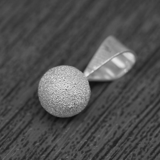 Genuine 925 Sterling Silver 7mm Frosted Ball Pendant