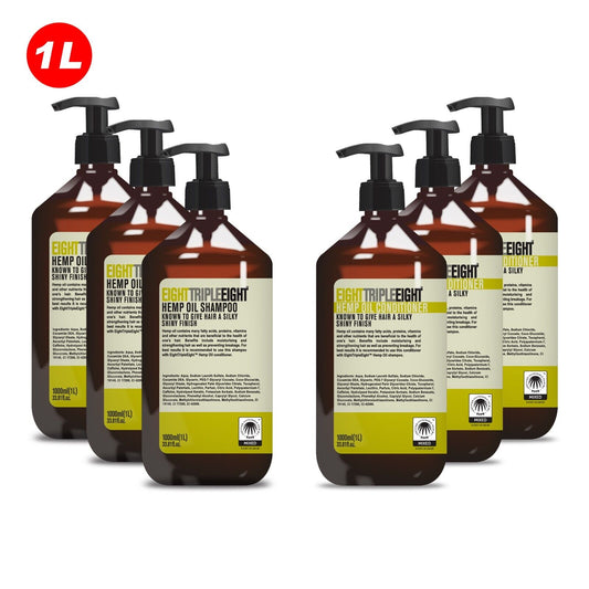 EightTripleEight Hemp Oil - 3x Shampoo & 3x Conditioner 1L