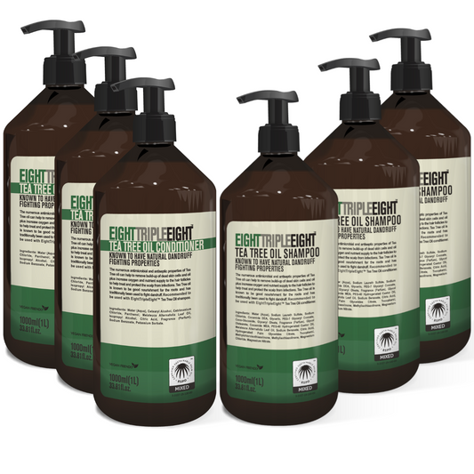 EightTripleEight Tea Tree Oil Hair Care Set 3x Shampoo & 3x Conditioner - 1L