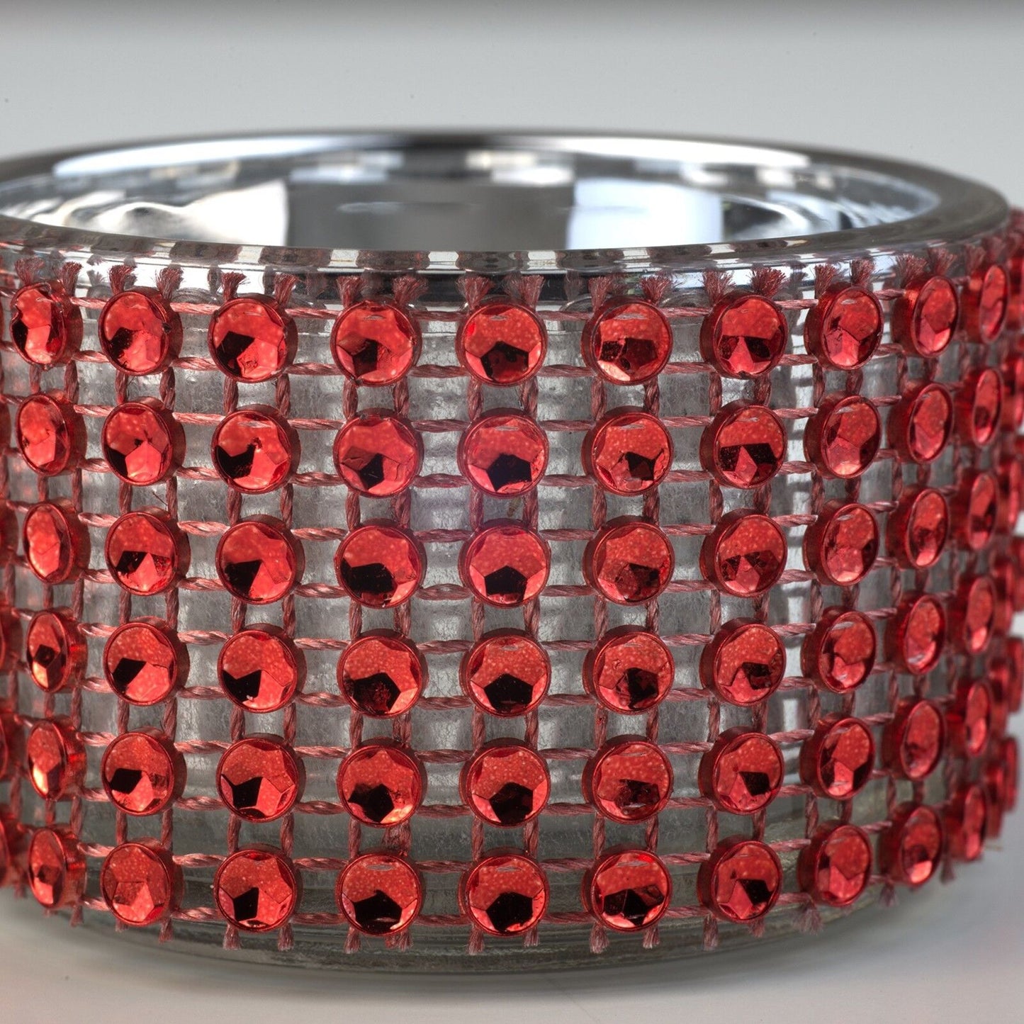 Pack of 4 - Decorative Red Diamante Jewelled Tea light Candle Holders