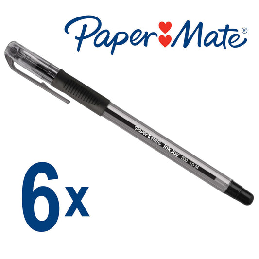 6x Paper Mate InkJoy 300 Ballpoint Pens 1.0mm Medium Point - Black