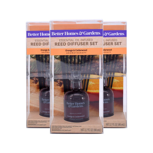 3x Better Home & Garden Orange & Cedarwood Oil Rattan Reed Diffuser 80ml