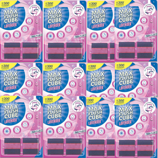 12x Max Flush Cube Lavender In-Cistern Cube Toilet Cleaner (Twin Pack 2x 50g)