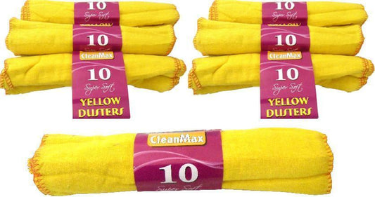 7X Clean Max  10 Super Soft Yellow Dusters Cloths 100% Cotton