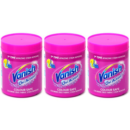3x Vanish Oxi Action Colour Safe Powder Chlorine Free Fabric Stain Remover 470g