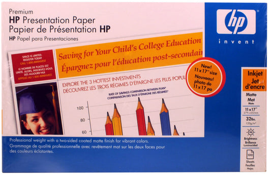 HP Presentation Matte Paper 100 Sheets 11 x 17” 120gsm (Q6595A)