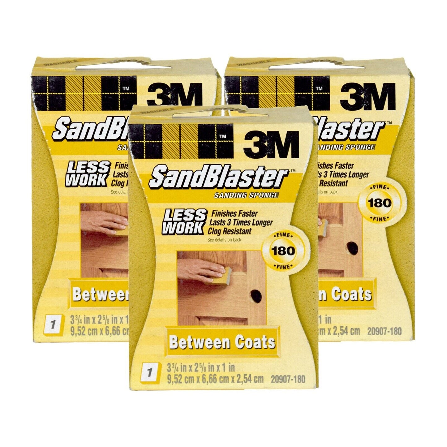 3M Sandblaster Sanding Sponge 3 x 180 Grit Between Coats 3 Sponges in total