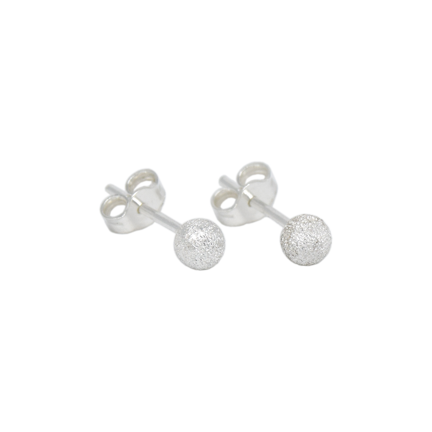 Genuine 925 Sterling Silver 4mm Frosted Ball Studs/Earrings In a Gift Box