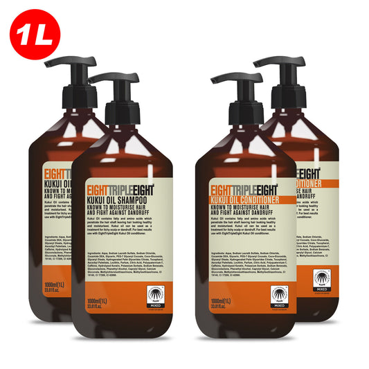 EightTripleEight Kukui Oil 2x Shampoo & 2x Conditioner 1L