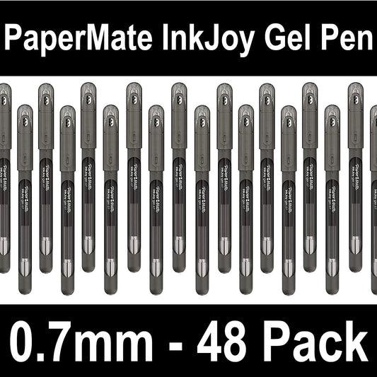96x Papermate InkJoy Gel Ink Pens 0.7mm Medium Nib Capped Jet Black (2/Pack)