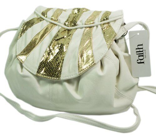 Faith Jeanette Ivory & Gold Womens Designer Handbag Ladies Shoulder Handbags