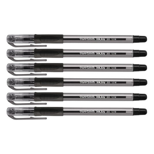 6x Paper Mate InkJoy Ballpoint Pens 1.0mm Medium Point - Black -Ultra Smooth Ink