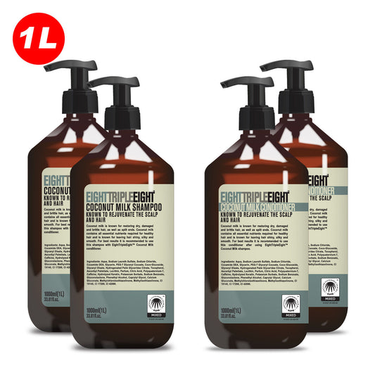 EightTripleEight Coconut Milk 2x Shampoo & 2x Conditioner 1L