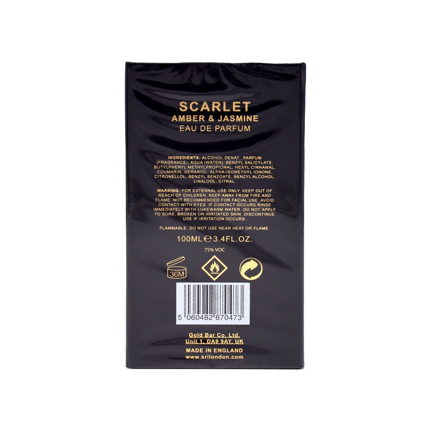 Sri London Scarlet Amber & Jasmine Fragrance Eau De Parfum for Men 100ML Spray