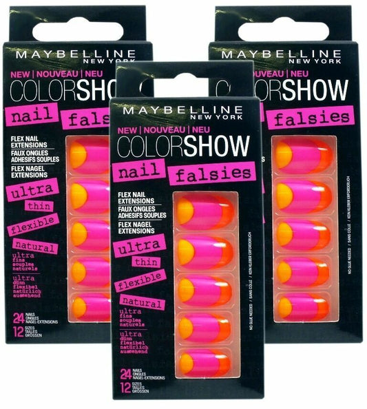 3x Maybelline Color Show Nail Falsies 24 False / Fake Nails 03 Triple Dipper