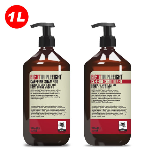 EightTripleEight Caffeine Hair Care Set - 1L Shampoo & 1L Conditioner