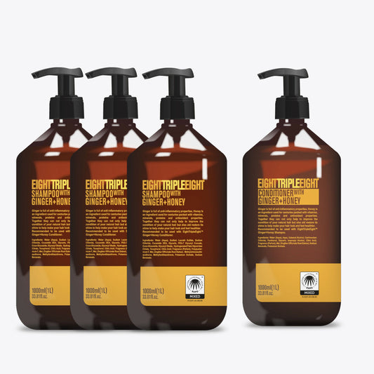 Eight Triple Eight Ginger + Honey 3x Shampoo & 1x Conditioner 1000 ML with Pump