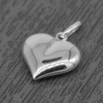 Genuine 925 Sterling Silver Puffed Heart Pendant