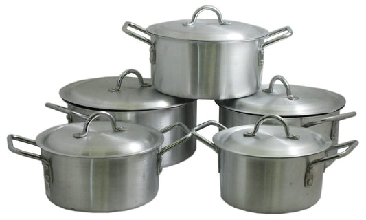 5 Piece Cooking Set with Solid Steel Handles