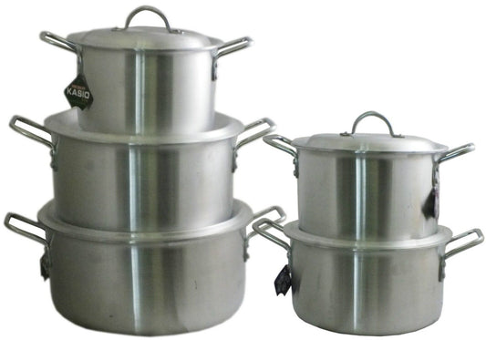 5 Pieces Cookware Set Solid Steel Handles Casserole Cooking pan Pot Set
