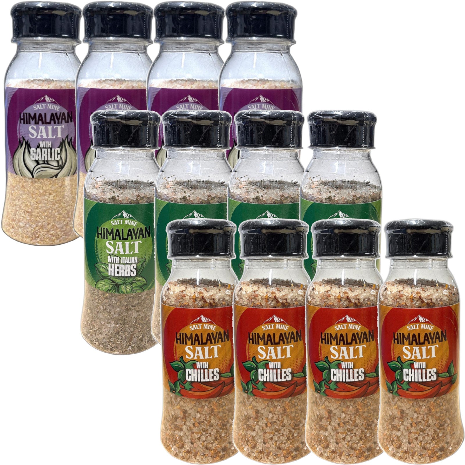 12x Mix Saltmine Seasoning  Himalayan Salt with Garlic, Chillies, Herbs  250g