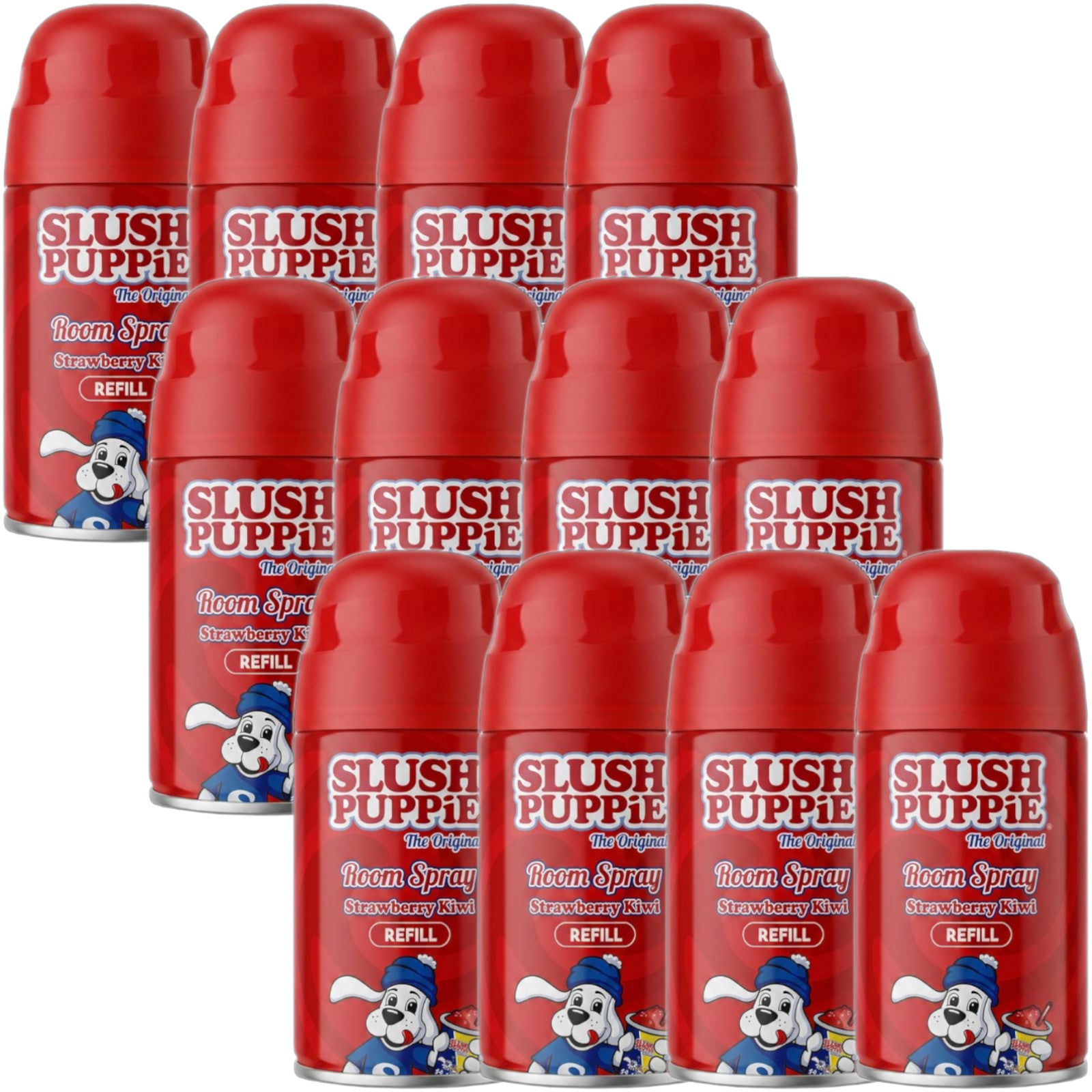 12x Slush Puppie  Lemon&Lime/Strawberry Kiwi/Blue Raspberry Refill Spray 250ml