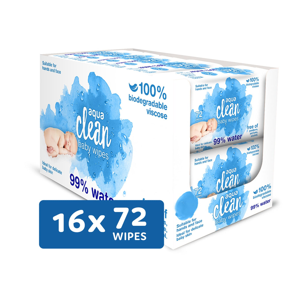 Aqua Clean Baby Wipes - 72 Pack