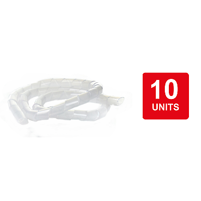 1,2,5,10,20,50,100 Pack White Spiral Tube Tidy Wire Cable 1M PC TV CCTV Home