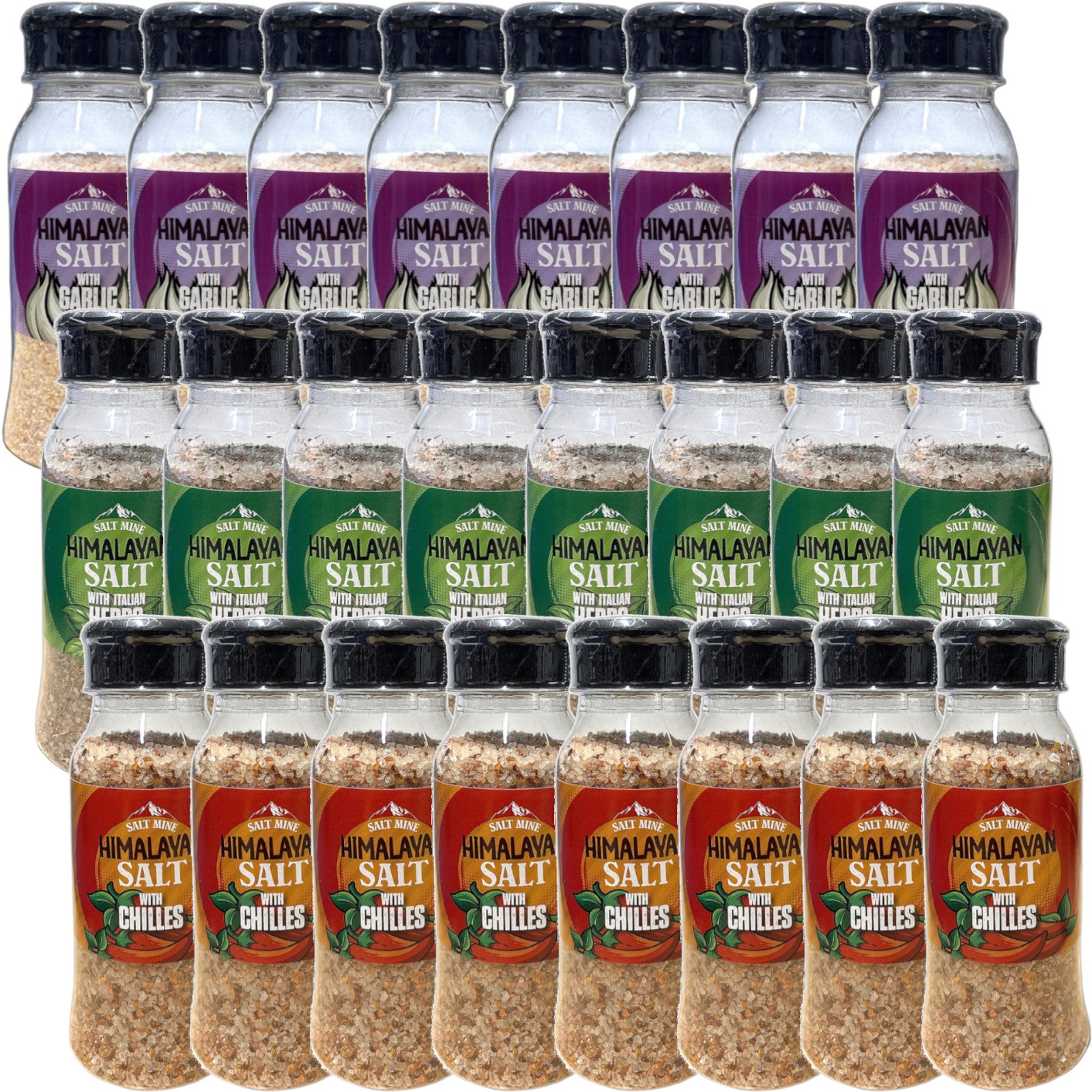 24x Mix Saltmine Seasoning  Himalayan Salt with Garlic, Chillies, Herbs  250g