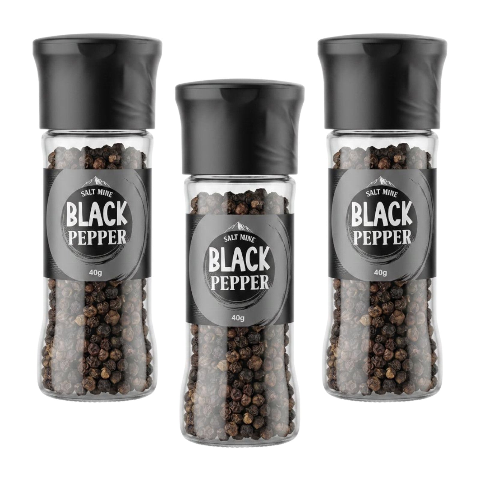 3x Saltmine Grinder  Black pepper  40g