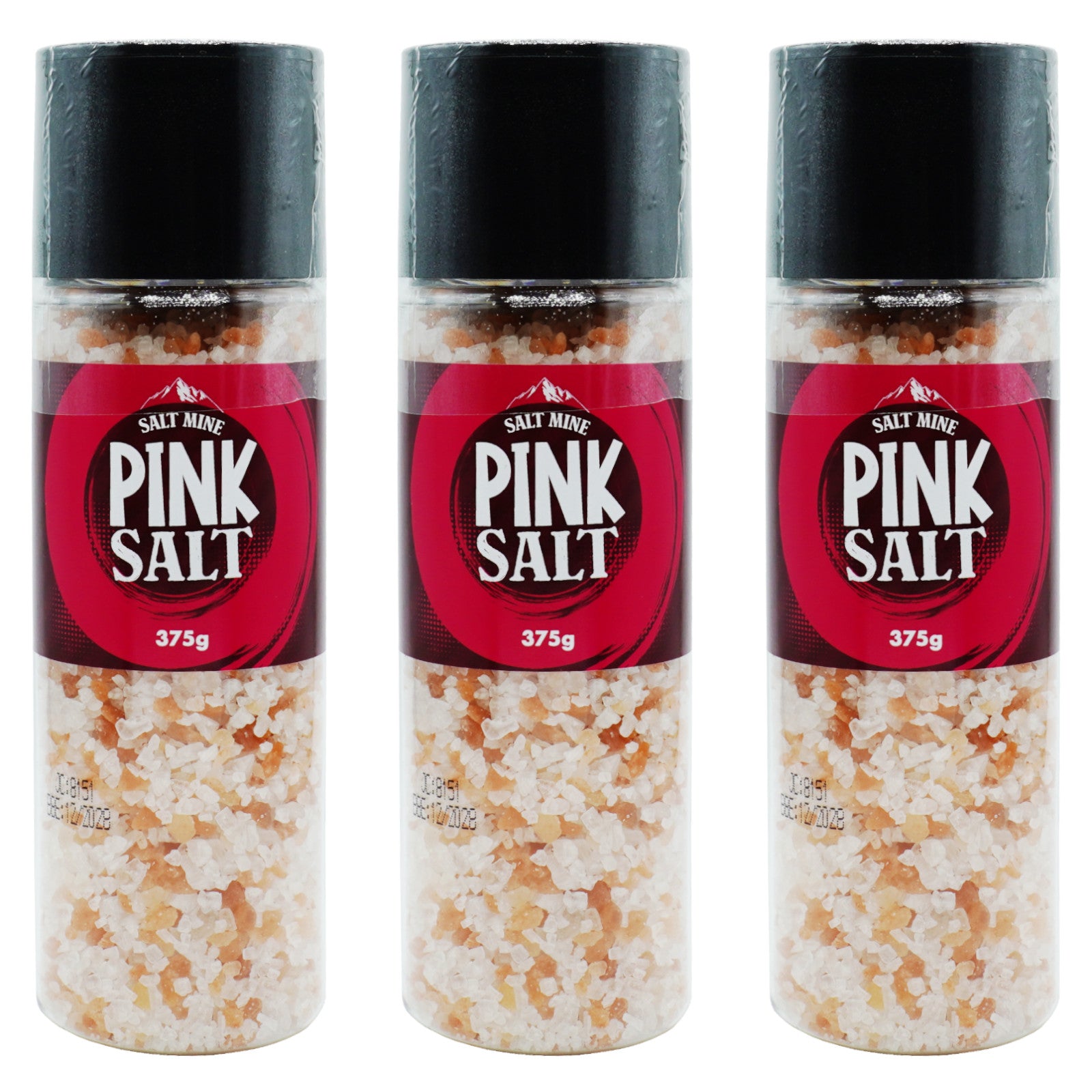 3x Saltmine Pink Rock Salt Himalayan Pink Salt Grinder 375g