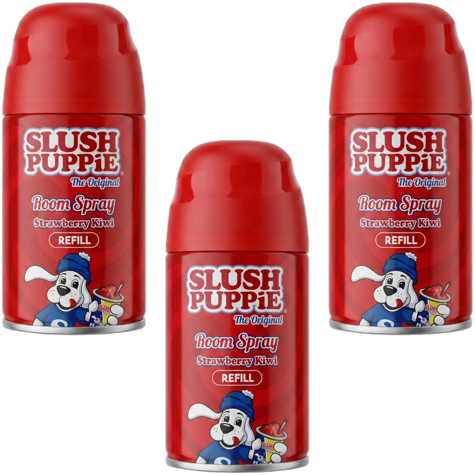 3x Slush Puppie  Lemon & Lime/Strawberry Kiwi/Blue Raspberry Refill Spray 250ml