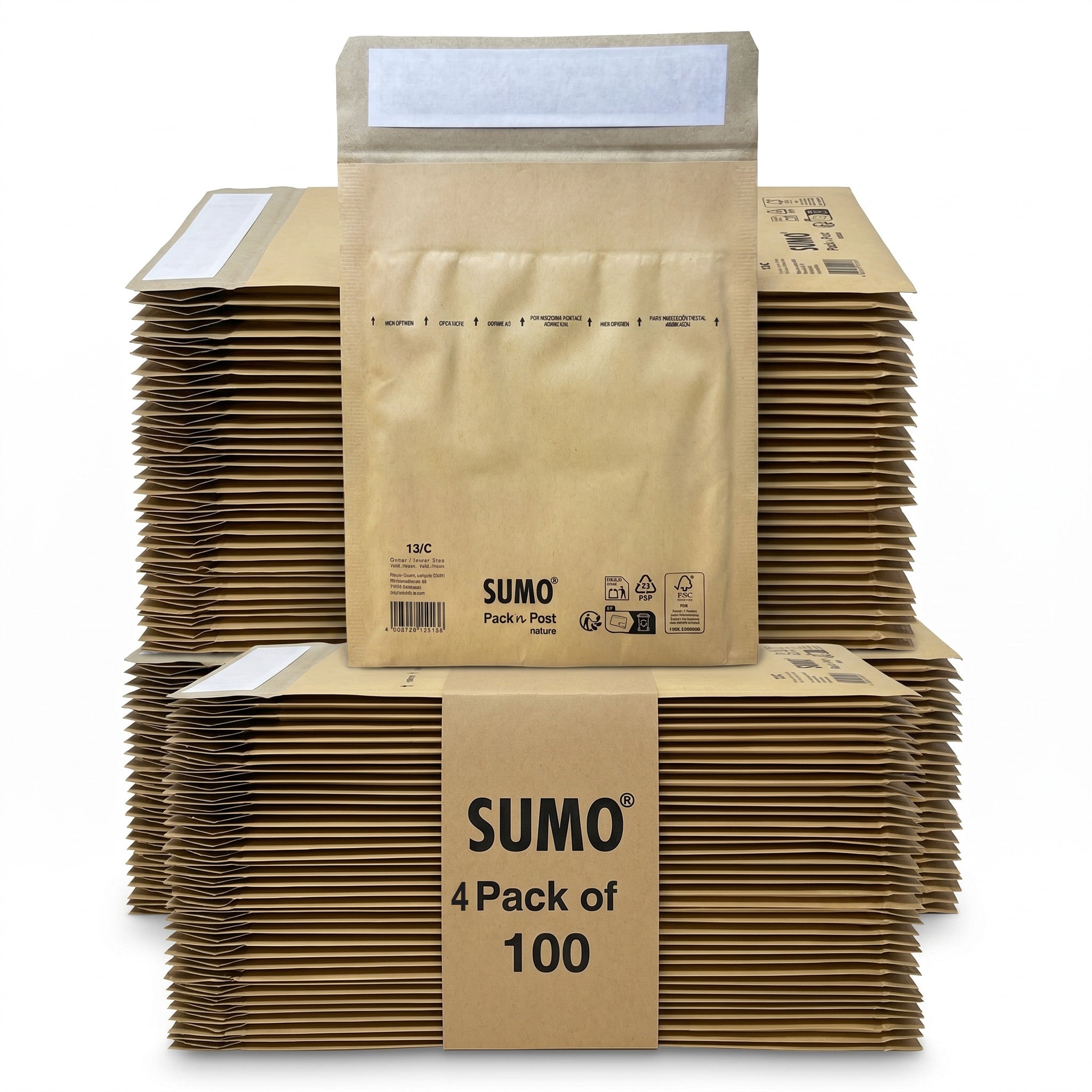 Paper Padded Eco-Friendly Mailing Bags - 13/C 14/D 15/E - 400 Pack