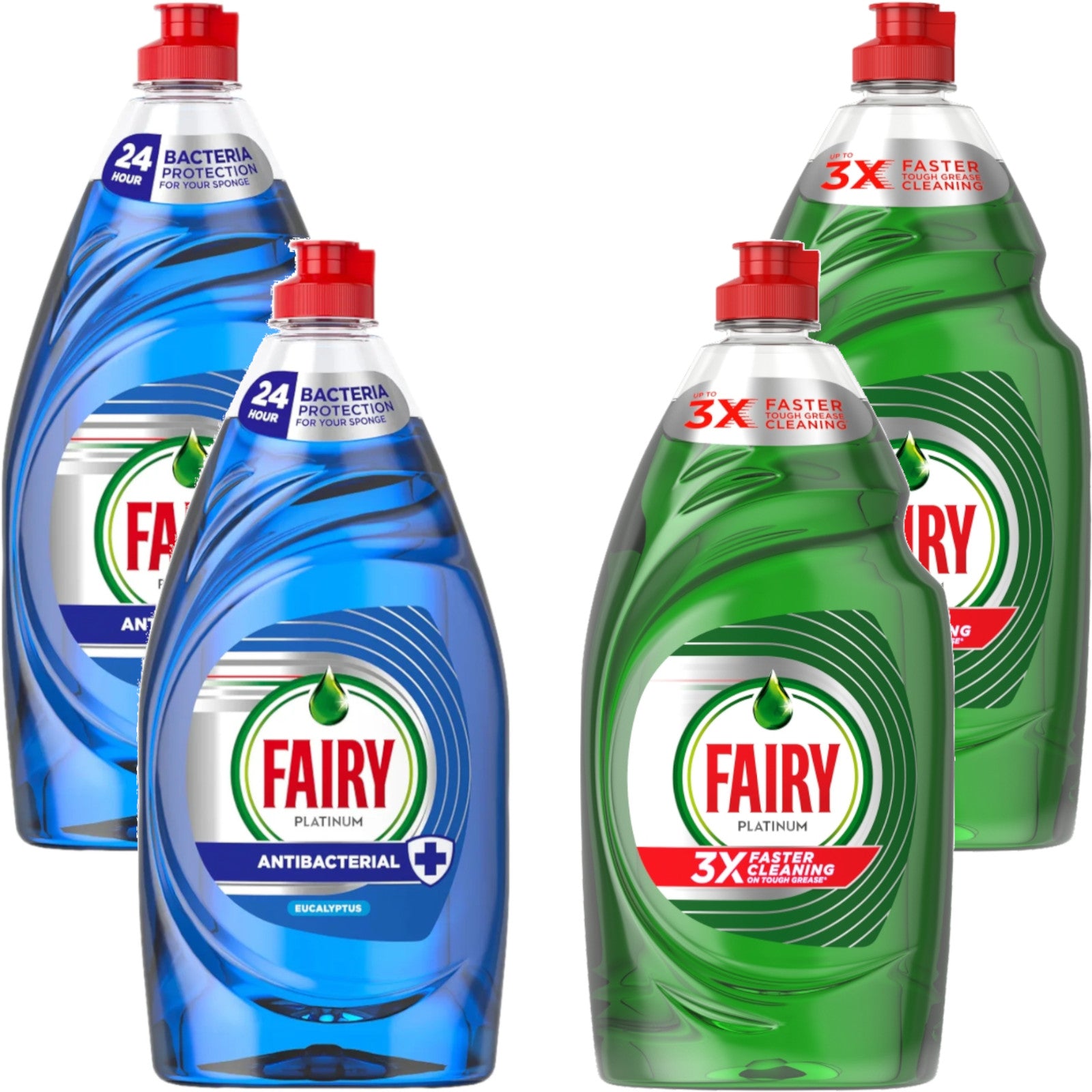 4x Fairy Washing Up Liquid Original & Eucalyptus 820ml Fast Grease Clean Strong!