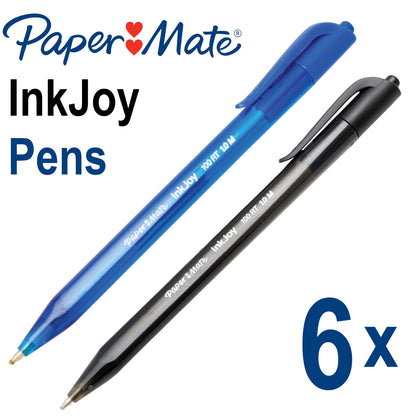 6x Paper Mate InkJoy 100RT 1.0mm Retractable Medium Ballpoint Pens Blue or Black