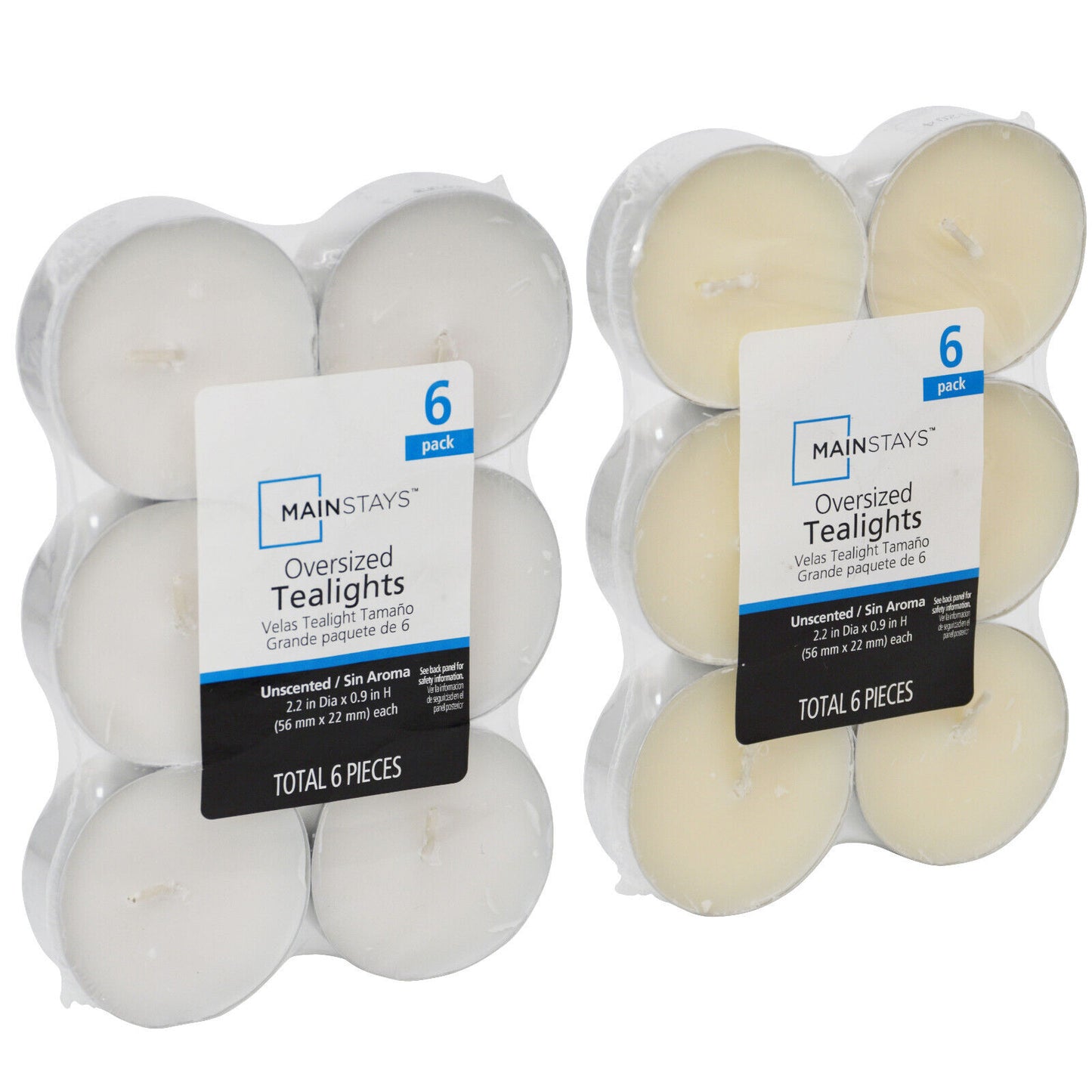 12x Unscented Oversized Maxi Wax Tealight Candles 56mm x 22mm 10+ Hour Burn Time