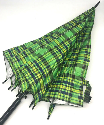 Unisex Classic Tartan Walking Umbrella Strong Large Crooked Handle Mixed Colours