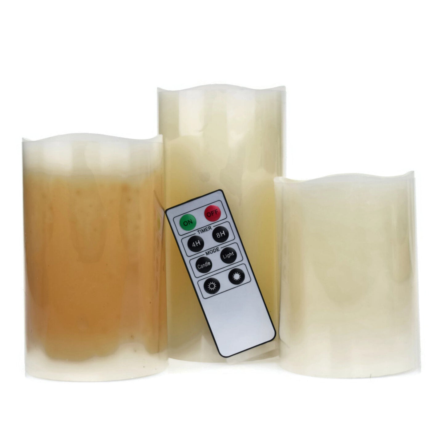 Remote Controlled Flameless Coloured Candles Cinnamon, Vanilla and Fresh Linen