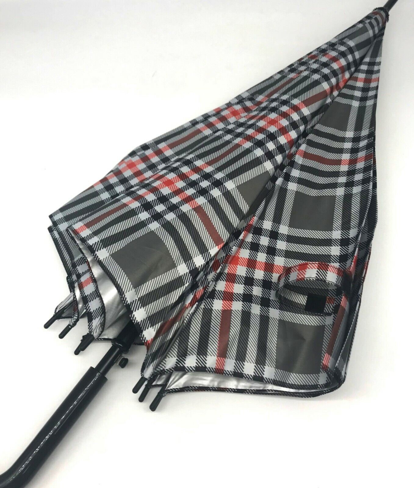 Unisex Classic Tartan Walking Umbrella Strong Large Crooked Handle Mixed Colours