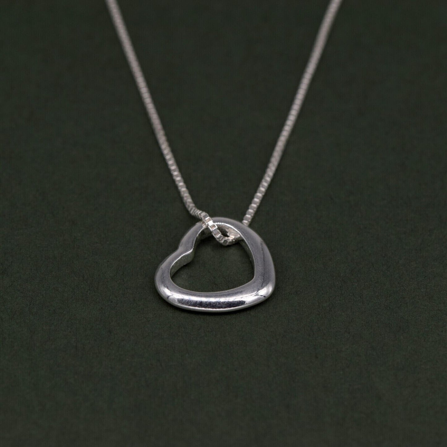 Genuine 925 Sterling Silver Floating Heart Pendant Necklace on 14”-24" Box Chain