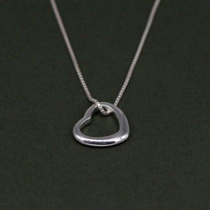 Genuine 925 Sterling Silver Floating Heart Pendant Necklace on 14”-24" Box Chain