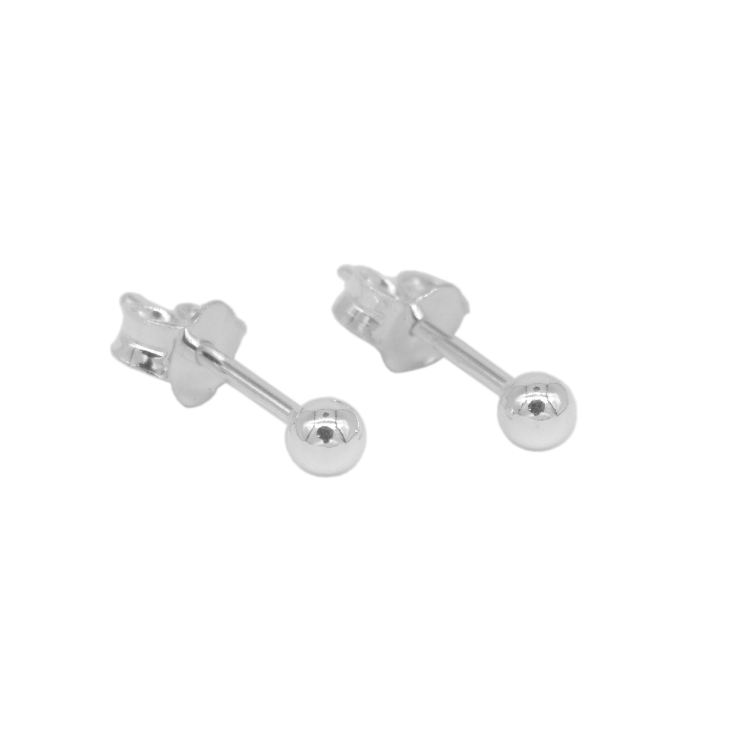 Genuine 925 Sterling Silver 3, 4, 5, 6mm Polished Studs/Earrings In Gift Box