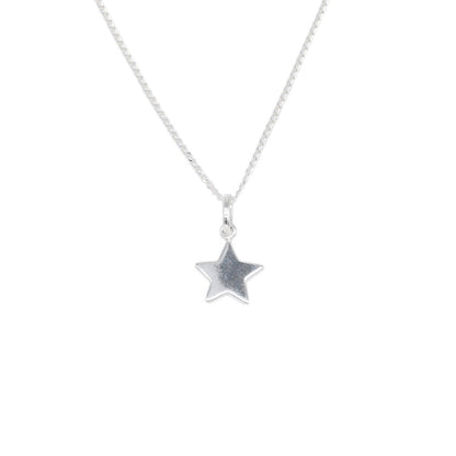 Genuine 925 Sterling Silver Star Pendant Necklace on 14" - 24" Curb Chain