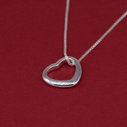 Genuine 925 Sterling Silver Floating Heart Pendant Necklace on 14”-24" Box Chain